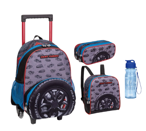 KIT MOCHILA COM RODINHAS FAST TURBO