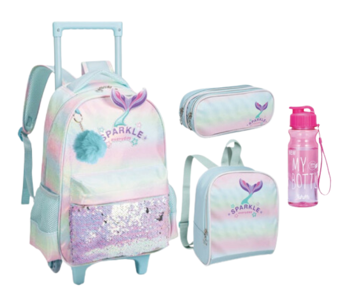 KIT MOCHILA COM RODINHAS SPARKLE(SEREIA)