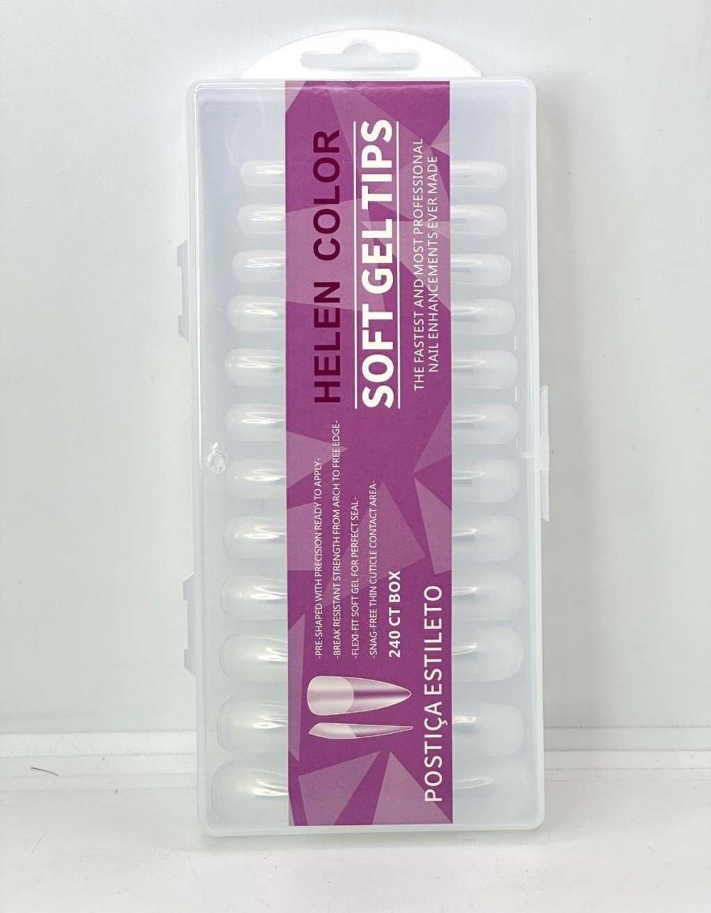 UNHA SOFT GEL HELEN COLOR POSTIÇA ESTILETO