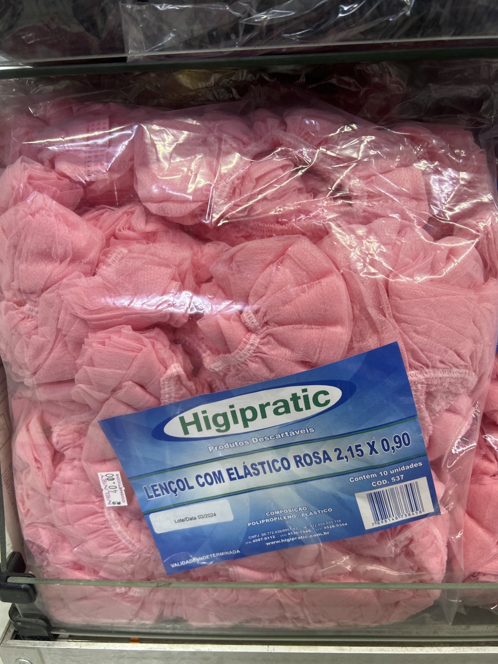 LENÇOL COM ELÁSTICO ROSA 10UN