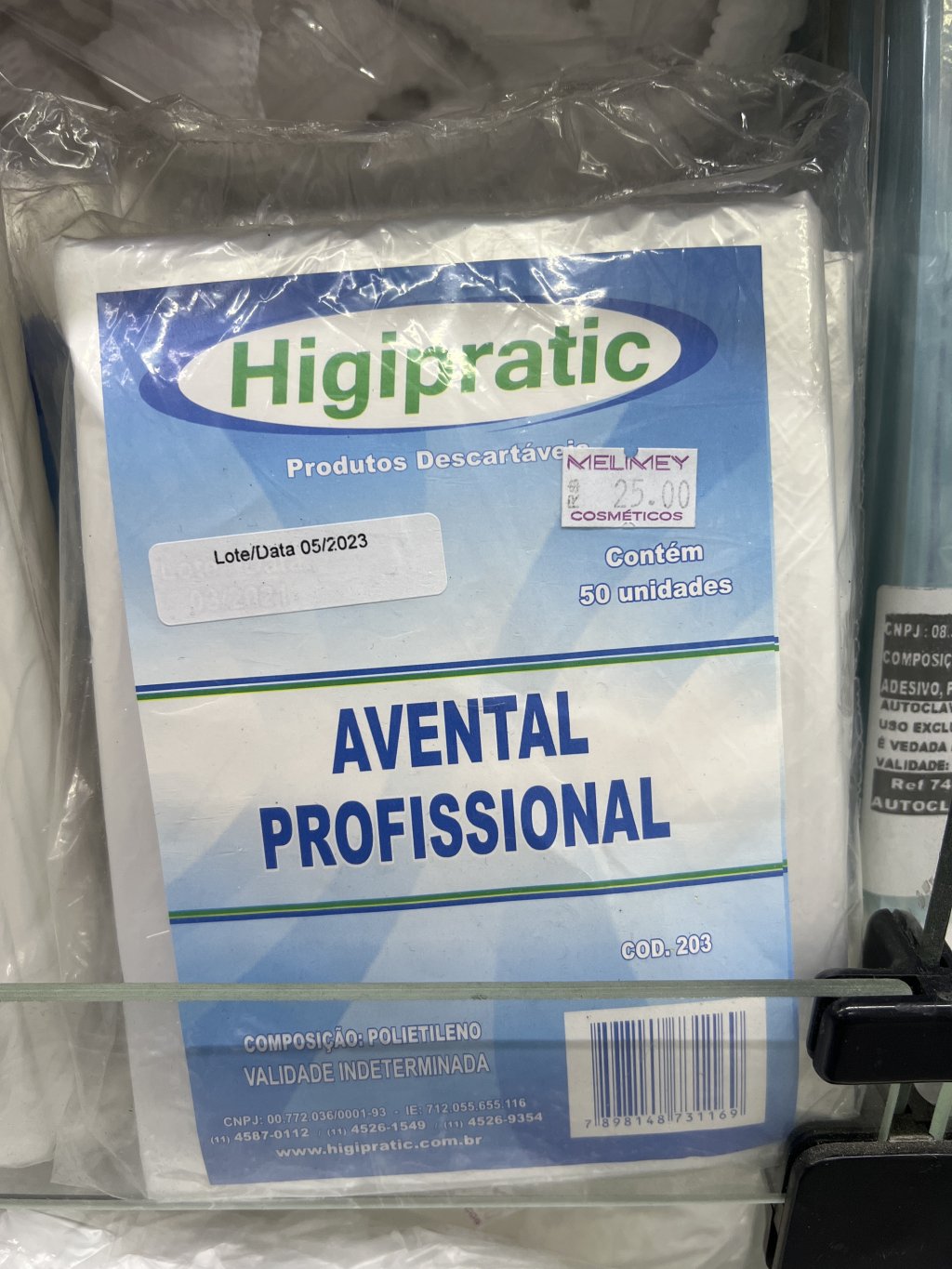 AVENTAL PROFISSIONAL(PLÁSTICO)50UN