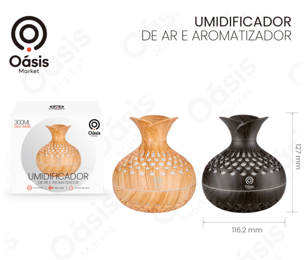 UMIDIFICADOR DE AR E AROMATIZADOR OASIS 300ml