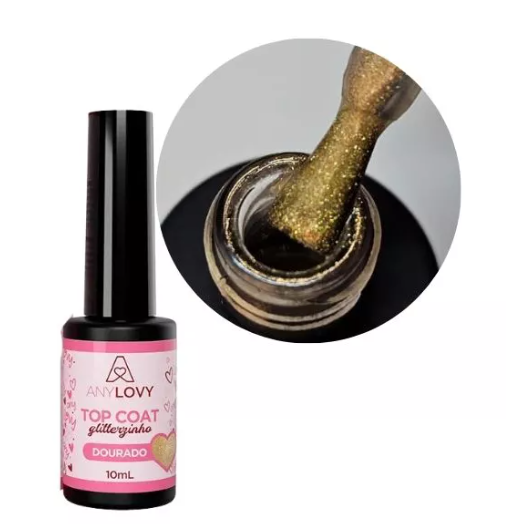 TOP COAT GLITTERZINHO DOURADO 10ML-ANYLOVY