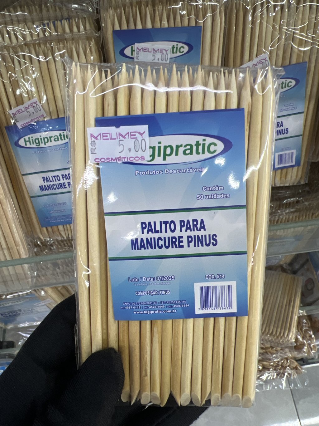 Palito para manicure pinus 50un