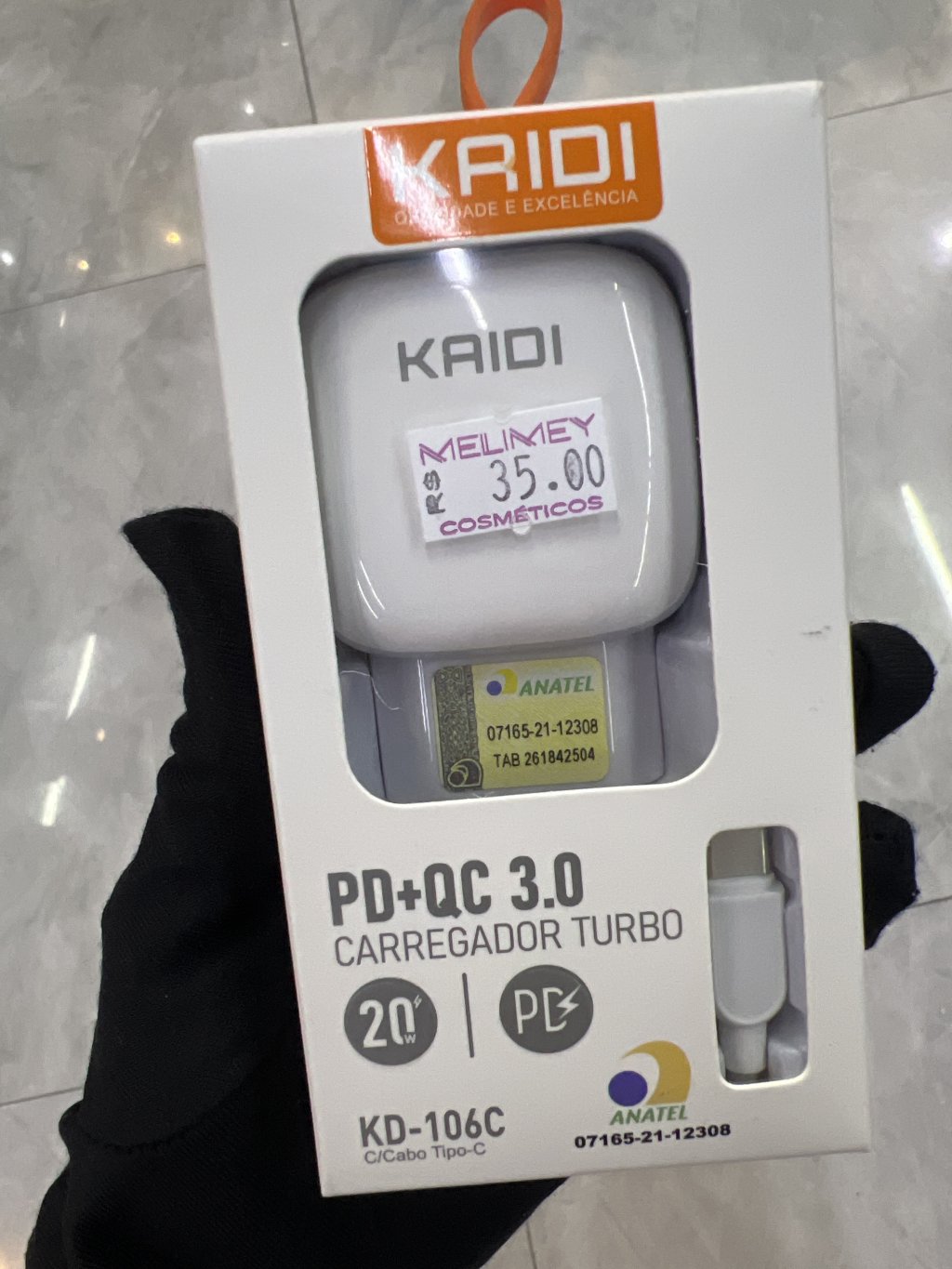 CARREGADOR PARA TIPO C KAIDI KD-106C