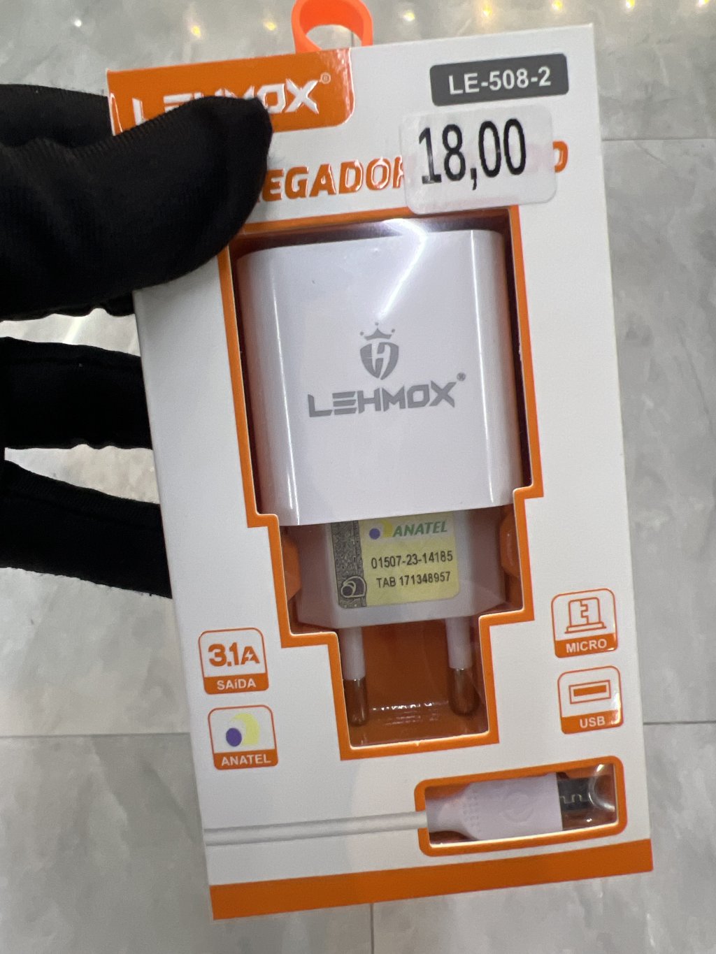 CARREGADOR PARA MICRO USB(V8) LEHMOX LE-508-2