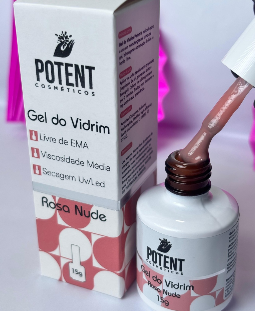 GEL DO VIDRIM ROSA NUDE POTENT NAILS 15G