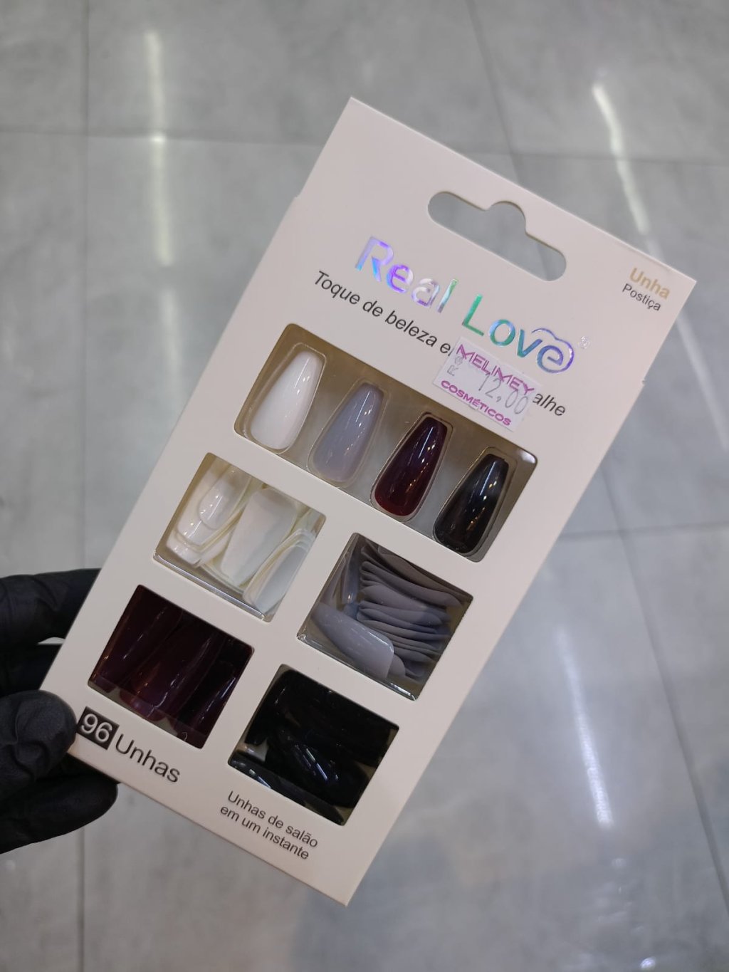 UNHA POSTIÇA REAL LOVE TONS CINZAS