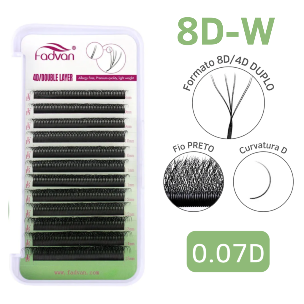 CÍLIOS 8D/4D DUPLO FADVAN 0.07D