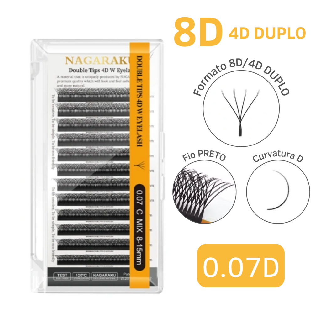 CÍLIOS 8D/4D DUPLO NAGARAKU 0.07D