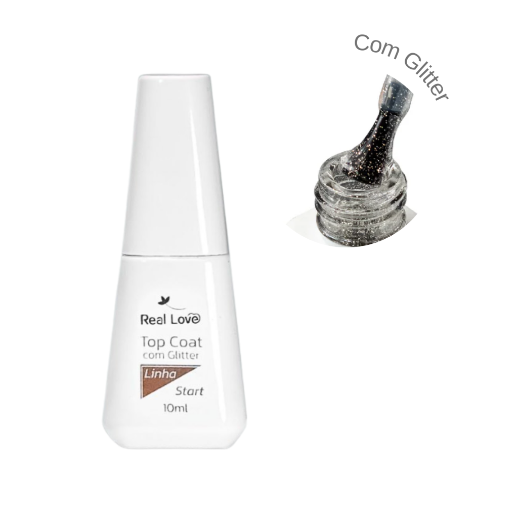 TOP COAT COM GLITTER 10ML - REAL LOVE 