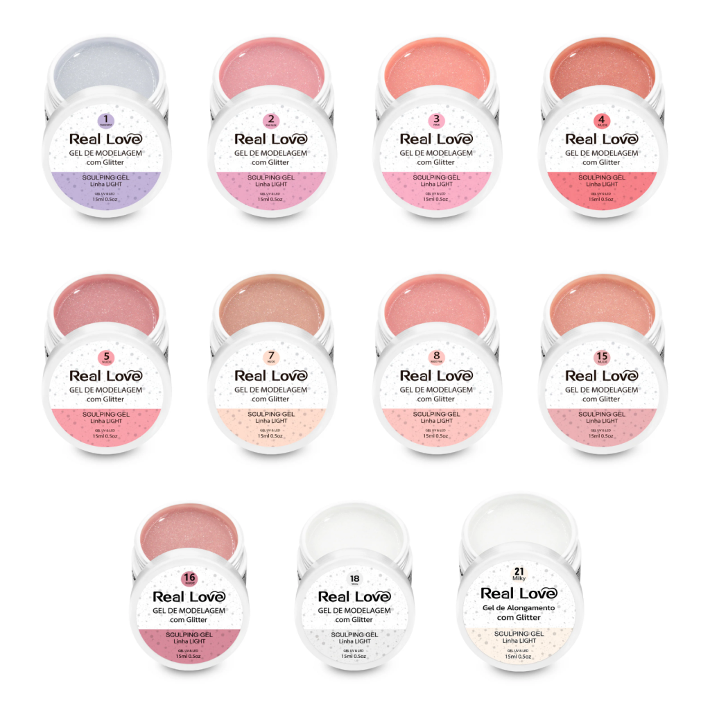 GEL LINHA LIGHT COM GLITTER 15ML - REAL LOVE
