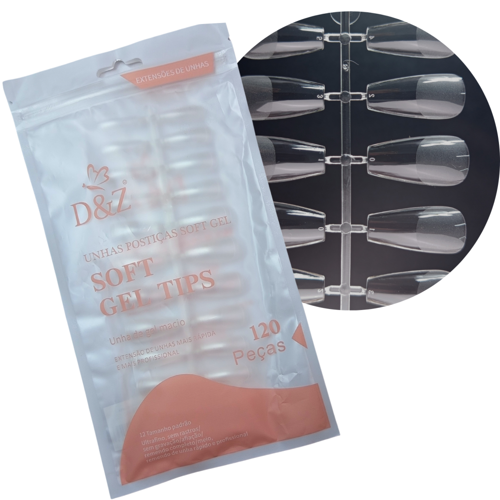 SOFT GEL TIPS COFFIN TRANSPARENTE - D&Z