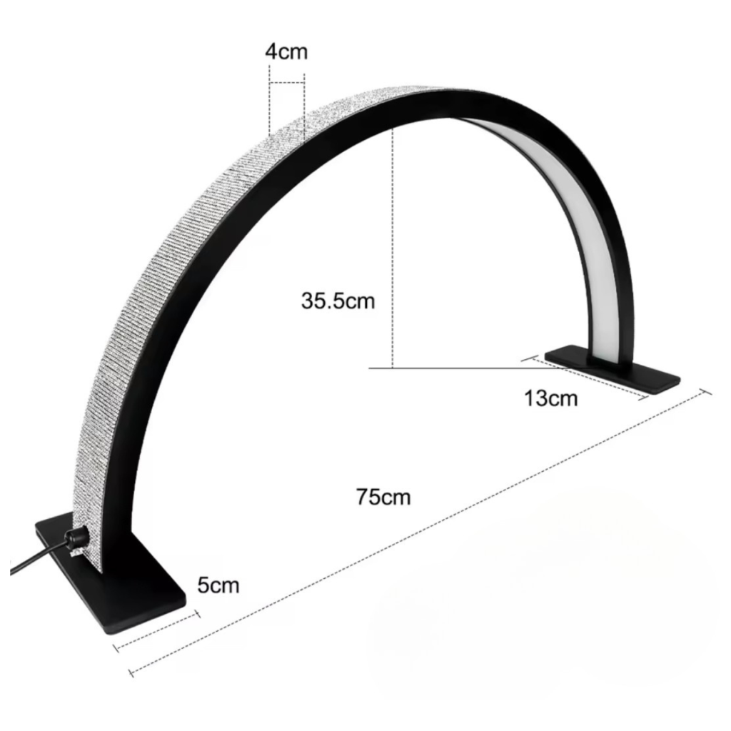 LUMINÁRIA MEIA LUA DE MESA COM STRASS