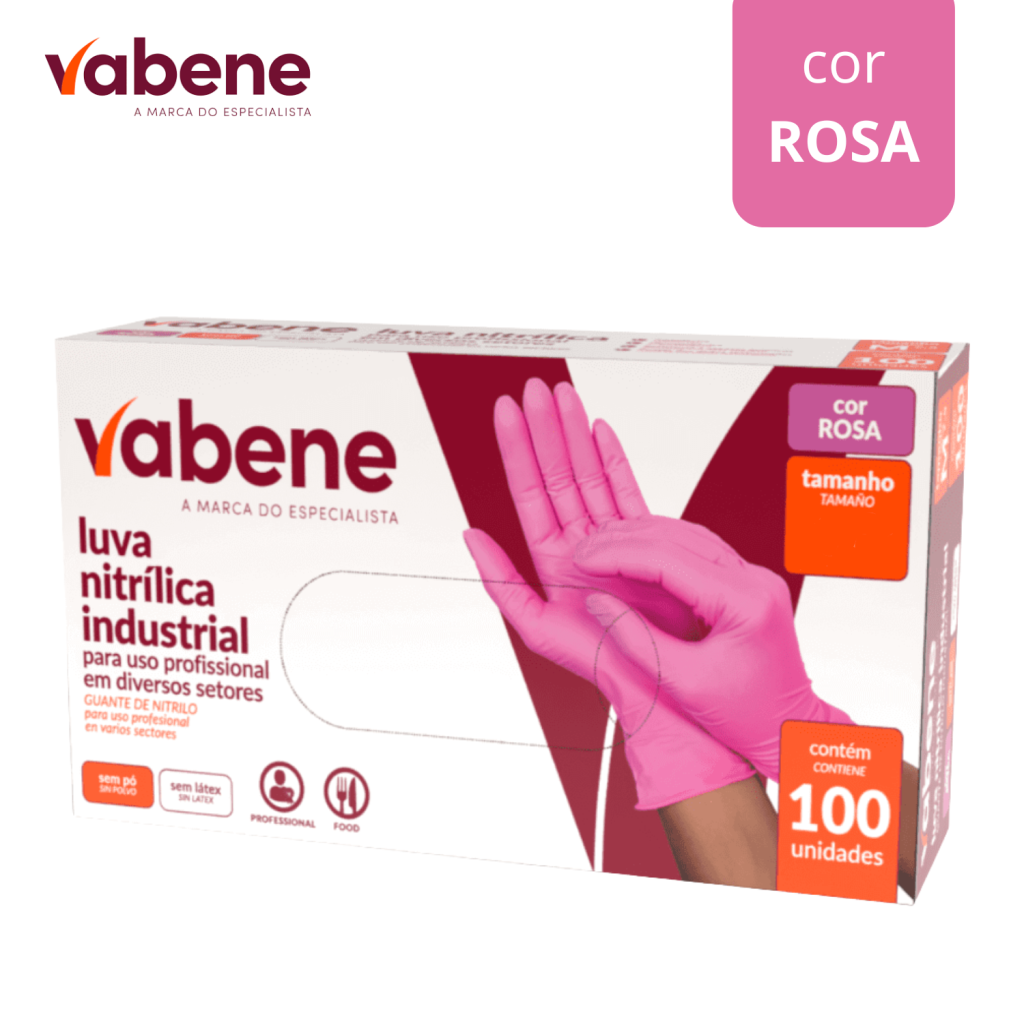 CAIXA LUVA NITRÍLICA INDUSTRIAL VABENE ROSA