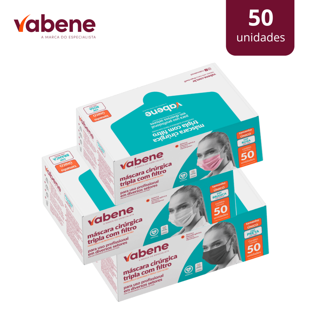 CAIXA MÁSCARA CIRÚRGICA TRIPLA C/ FILTRO VABENE