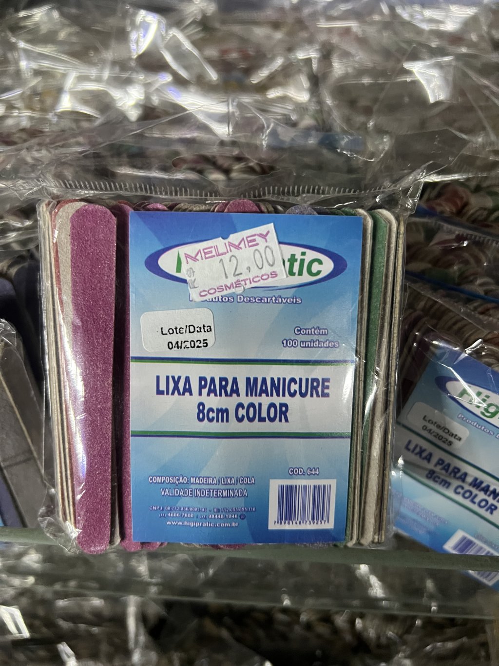 LIXA PARA MANICURE 8CM COLOR 100un
