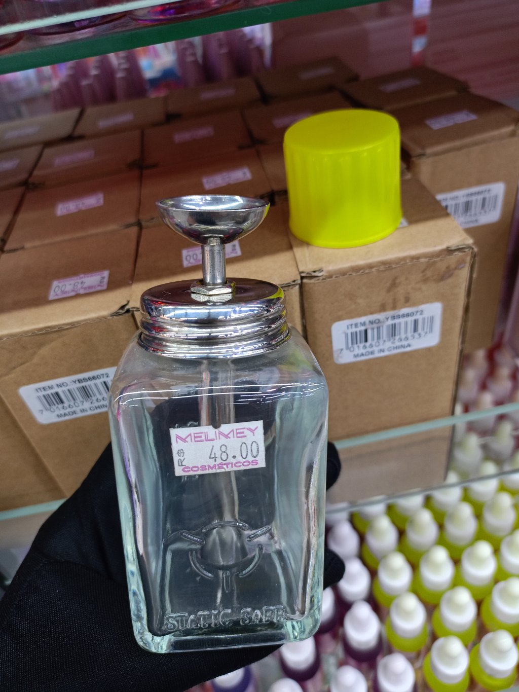 PORTA MONOMER VIDRO COM TAMPA 