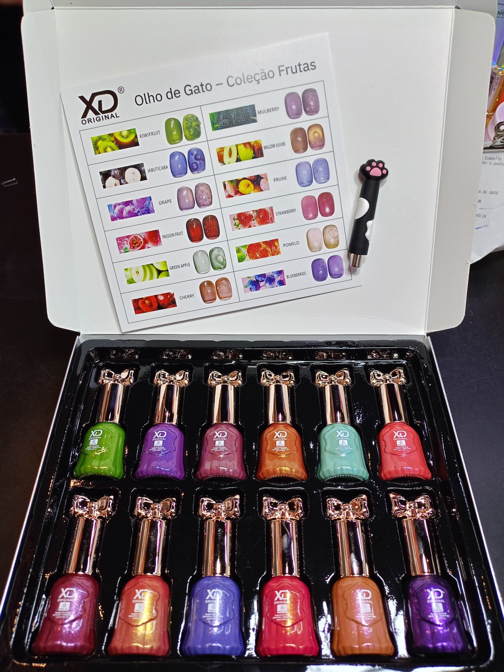 KIT COMPLETO ESMALTE EM GEL XD 10ML OLHO DE GATO 