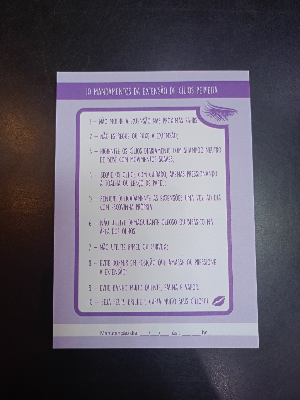 FICHA DE CUIDADOS - CÍLIOS 