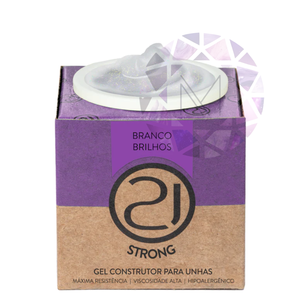 GEL STRONG NAILS 21 - BRANCO BRILHOS | SEM TPO