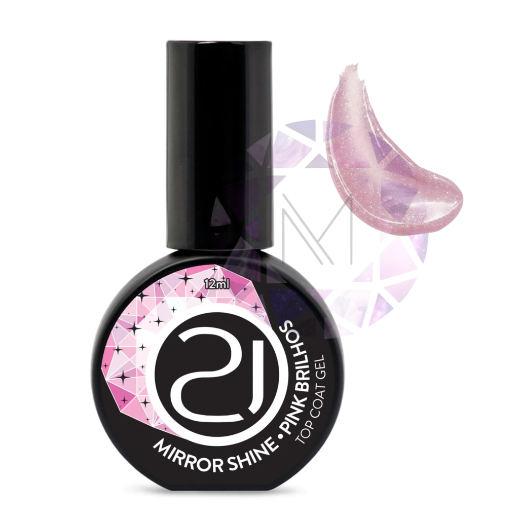 TOP COAT MIRROR SHINE NAILS 21 12ML - PINK BRILHOS 