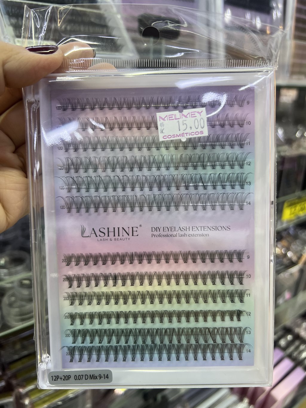 Cilios tufo Lashine 12p+20p 0.07d mix 9-14