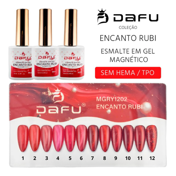 ESMALTE EM GEL MAGNÉTICO DAFU 10ML - COLEÇÃO ENCANTO RUBI