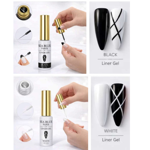 ESMALTE EM GEL LINER (PINCEL FINO) SEA BLUE PARIS 10ML