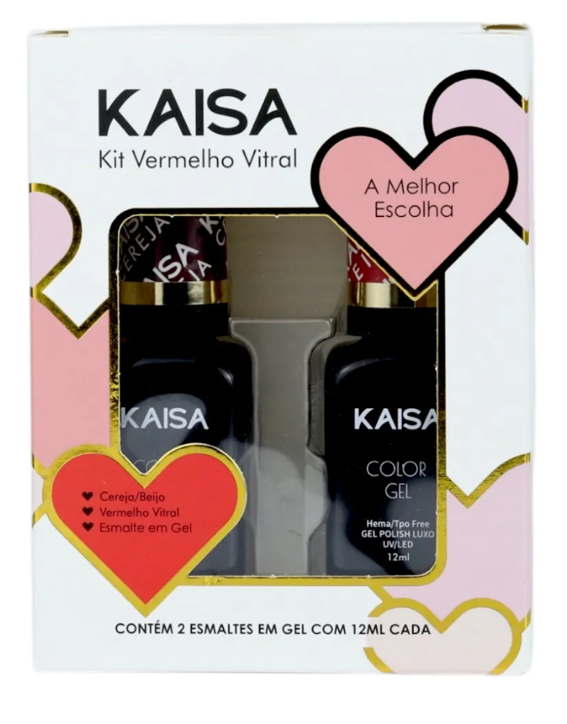 Kit 2 esmalte em gel Kaisa Vermelho Vitral 12ml