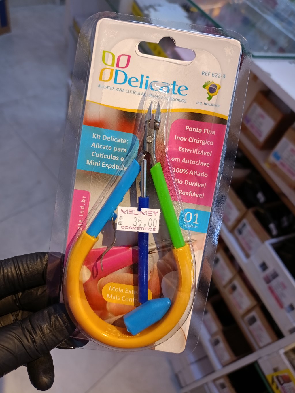 ALICATE PARA CUTÍCULAS E MINI ESPÁTULA - DELICATE