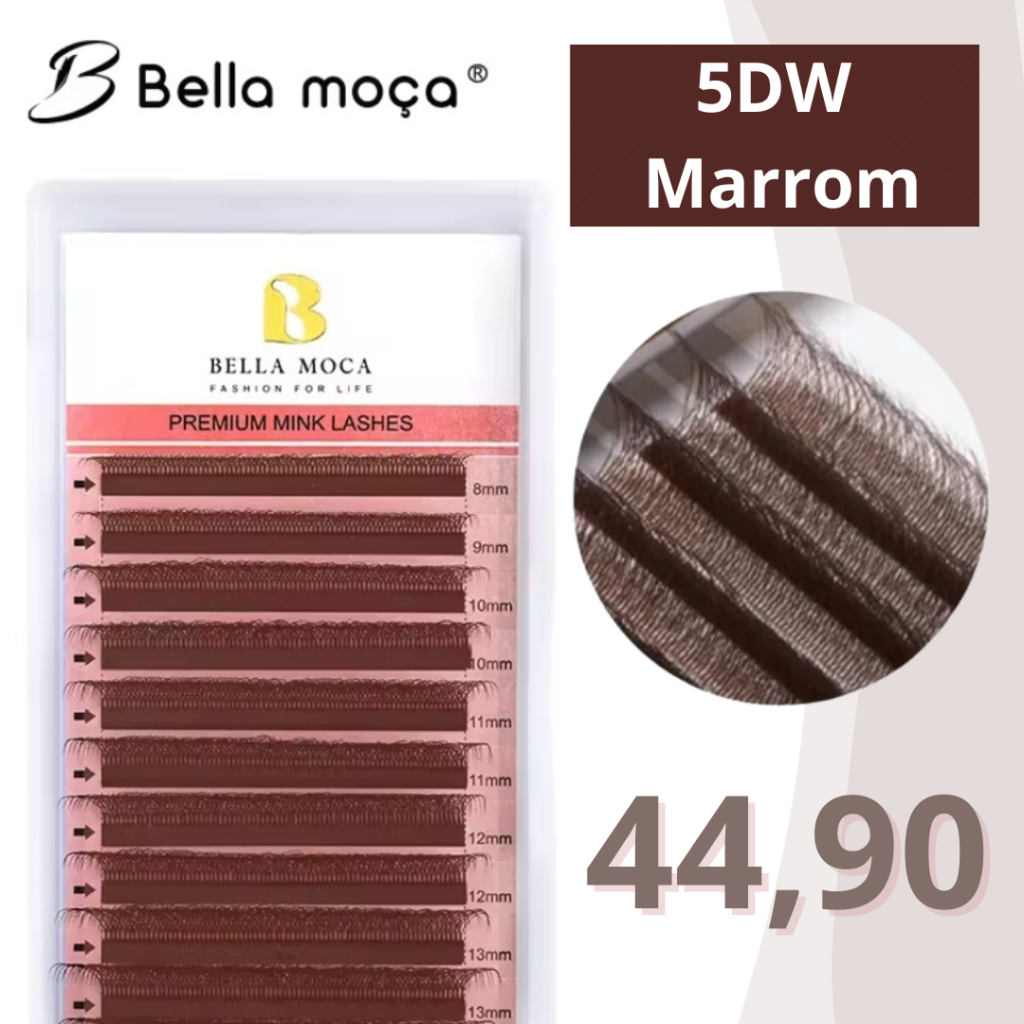 CÍLIOS BELLA MOÇA 5DW MARROM 0,07D MIX 8-14mm
