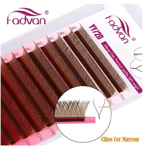 CÍLIOS FADVAN YY MARROM VOLUME BRASILEIRO 0.07D MIX 8-12mm 
