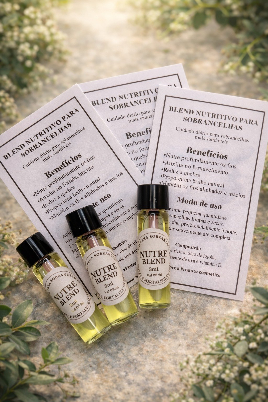 KIT COM 10 NUTRI BLEND 3ml + 10 FICHAS MODO DE USO