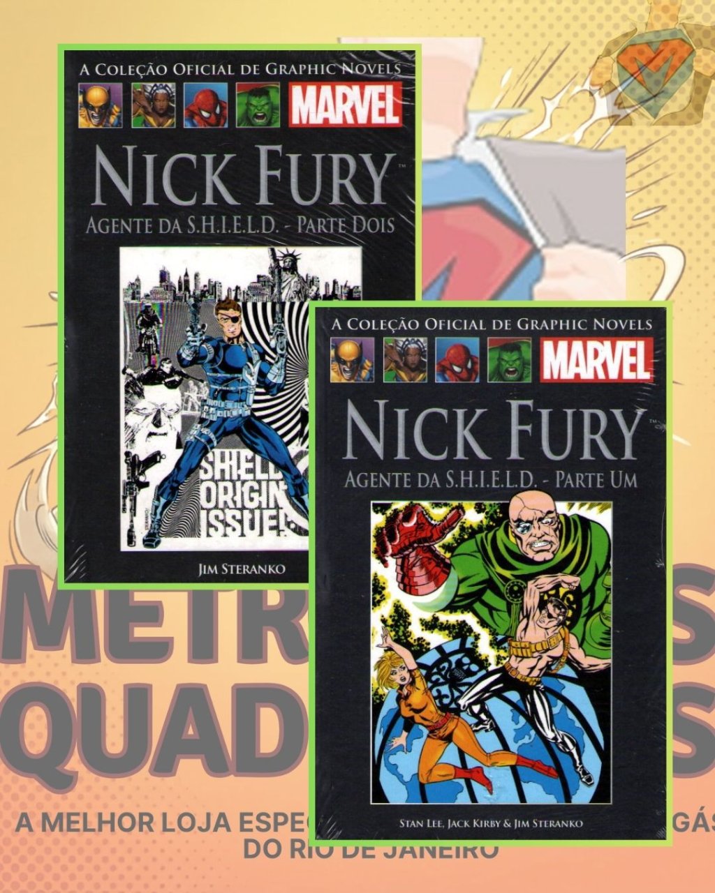 A Coleção Oficial de Graphic Novels Marvel : Clássicos Vol. VIII e XIX - Nick Fury Agente da S.H.I.L.D. Parte Um e Dois ( Capa Dura ) - Completa - Editora Salvat