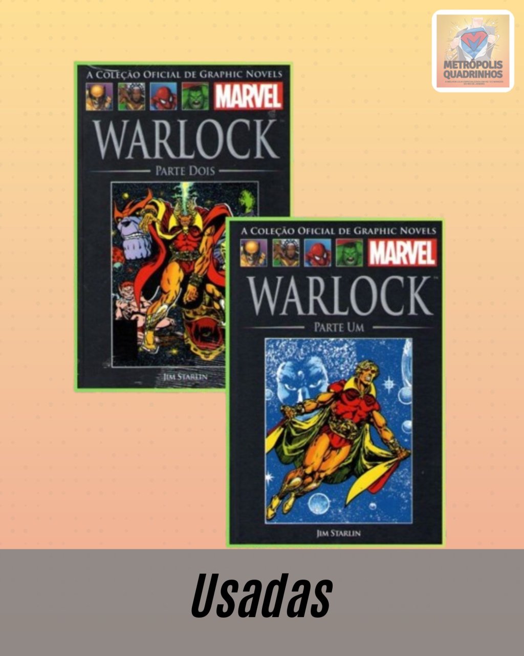 A Coleção Oficial de Graphic Novels Marvel : Clássicos Volumes XXXII e XXXIII - Warlock Origem ( Capa Dura ) Editora Salvat - Completa