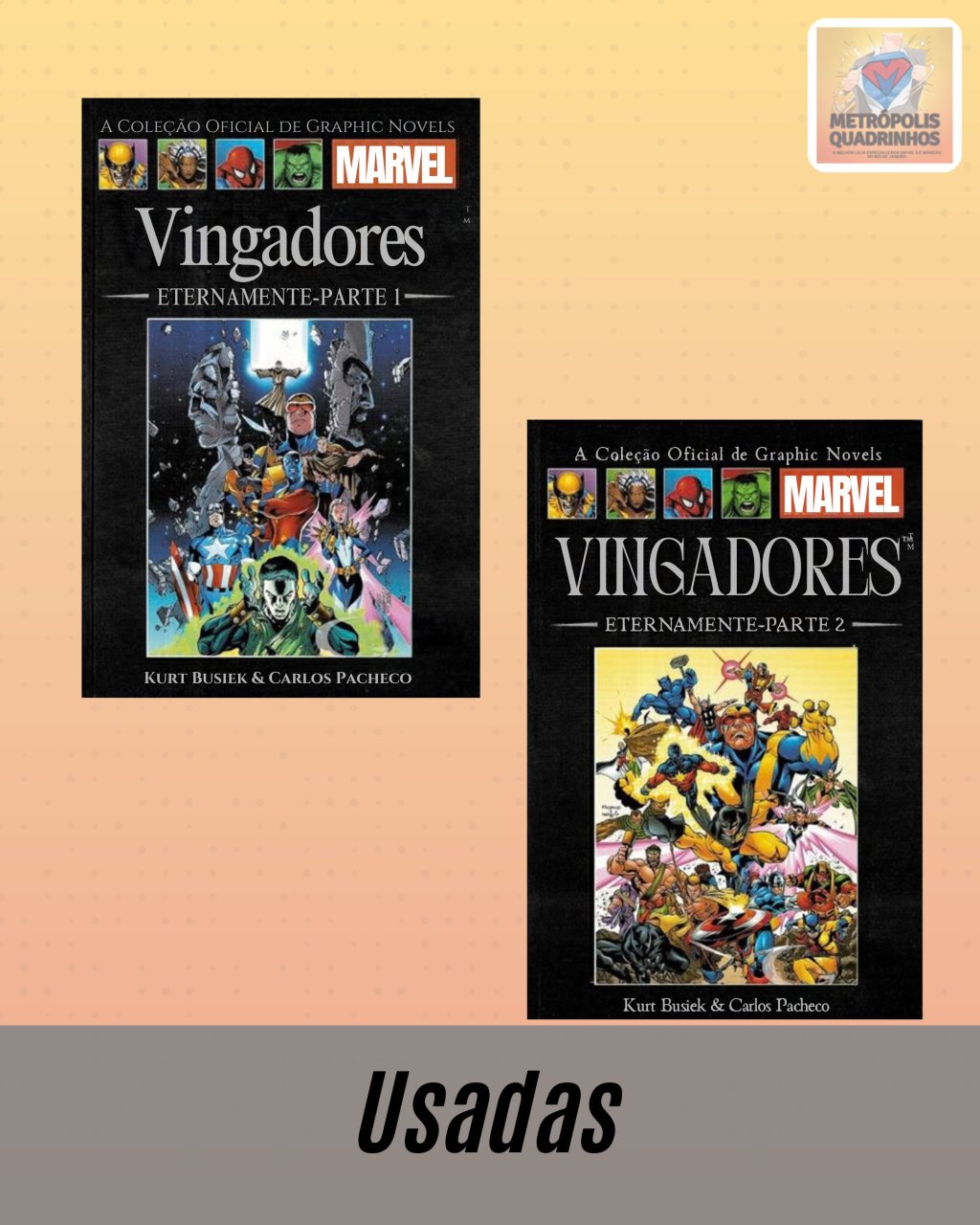 A Coleção Oficial de Graphic Novels Marvel Volumes 14 e 15 - Vingadores Eternamente Parte 1 e 2 ( Capa Dura ) Editora Salvat - Completa