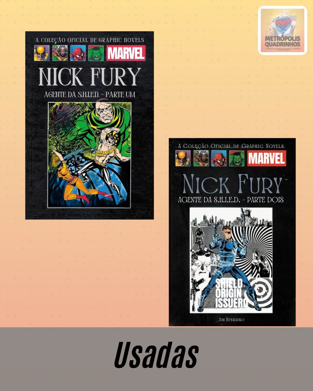 A Coleção Oficial de Graphic Novels Marvel : Clássicos Volumes VIII e XIX - Nick Fury Agente da S.H.I.L.D. Parte Um e Dois ( Capa Dura ) - Completa - Editora Salvat