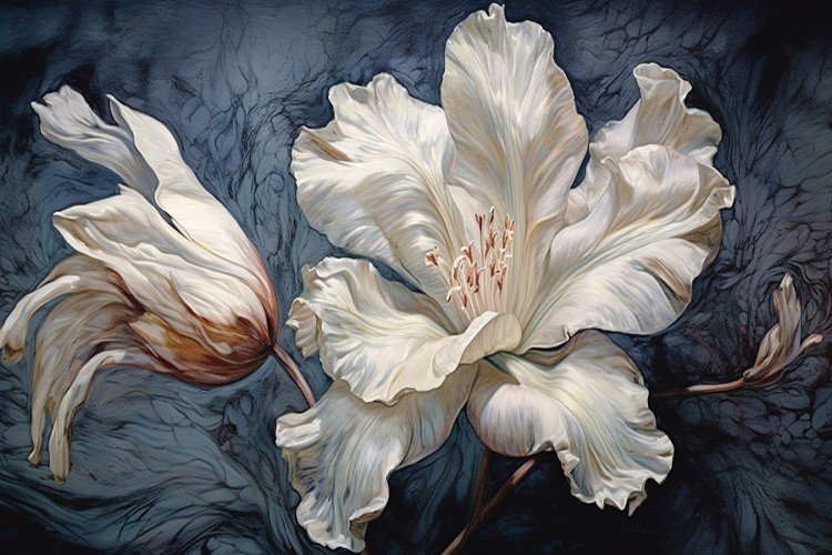 Flor Branca Fundo Azul