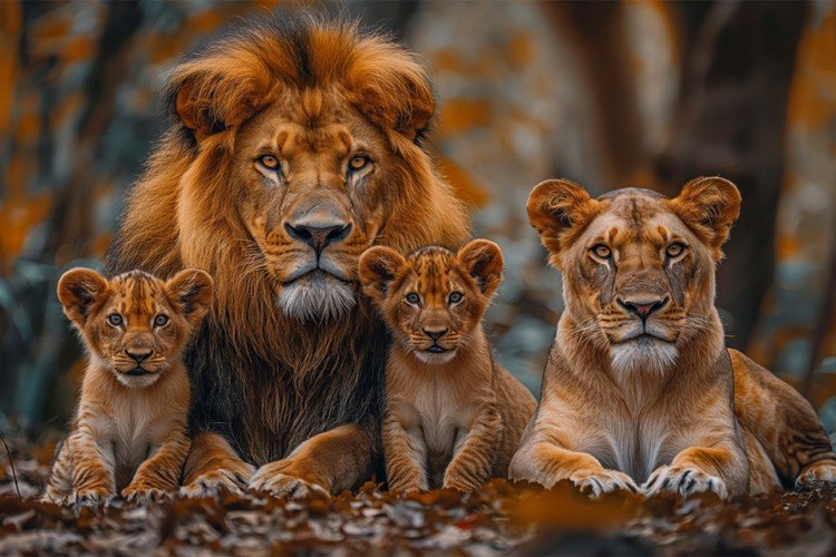Família Leão 2 Filhotes