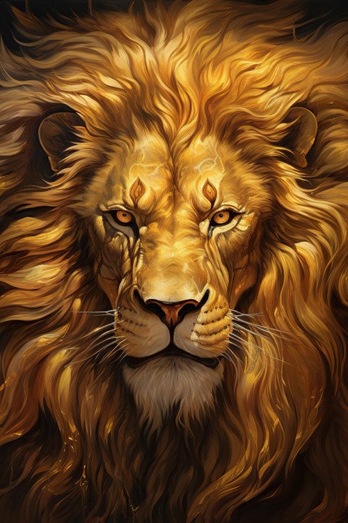 Leão Face Pintura Ouro