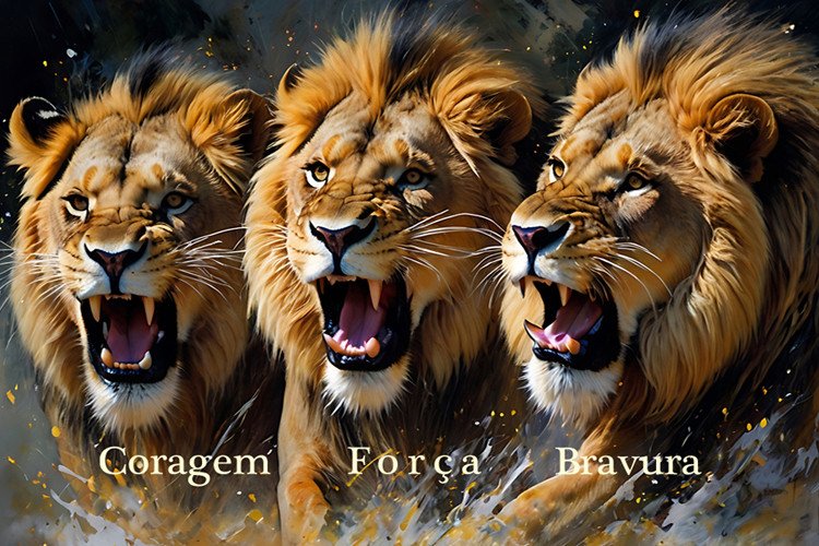 Leões Rugindo Coragem Força Bravura