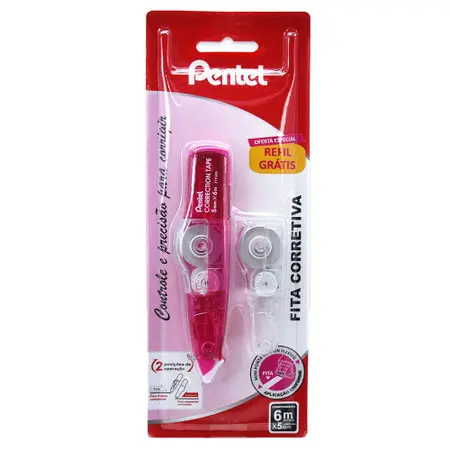 Fita Corretiva Com Refil /Rosa