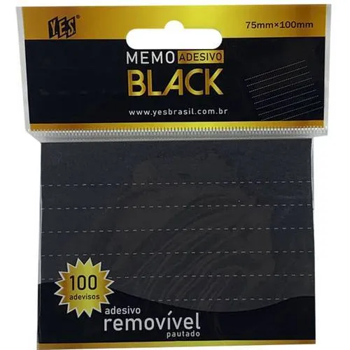 BLOCO MEMO PAUTADOS REMOVIVEL PRETO C/100FLS