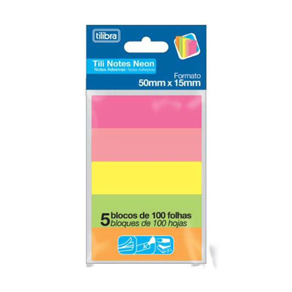 Bloco Adesivo Neon 5 Cores 500 Fls