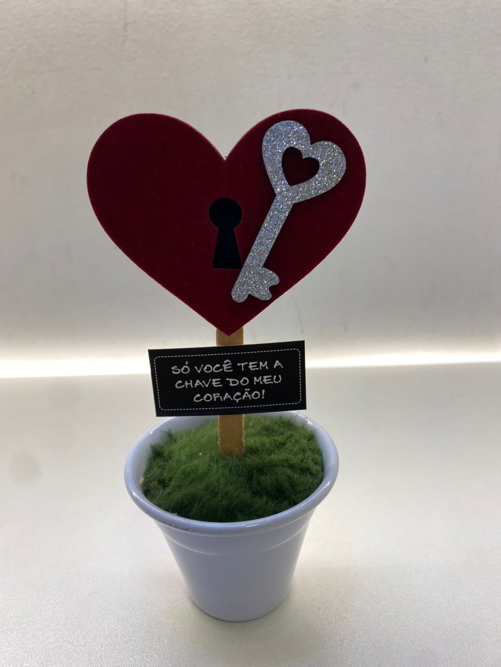Mini Vaso -Coração e Chave-