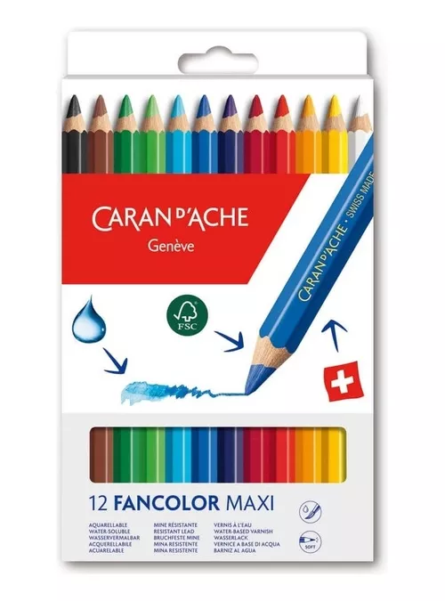 Lápis de Cor Jumbo Fancolor Caran D'ache 12 Cores