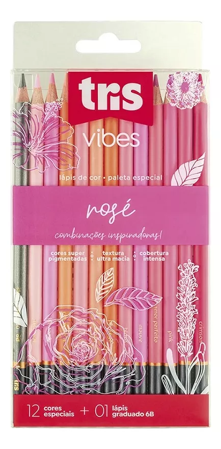 Lápis De Cor Vibes Rose 12 Cores 