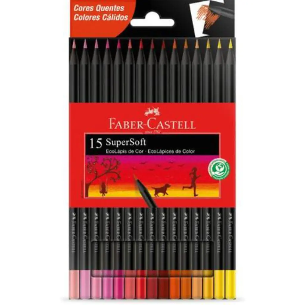 Lápis de Cor 15 Cores Quentes Super Soft 