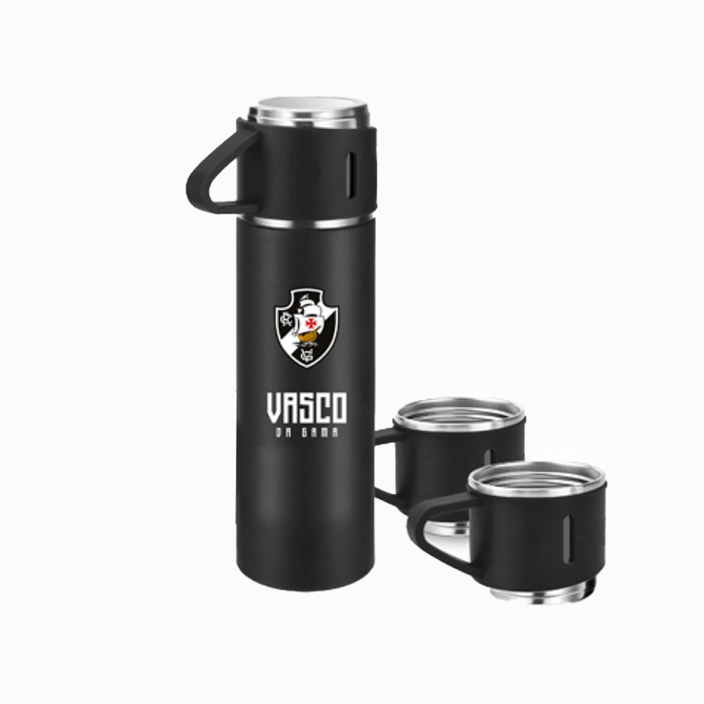 Garrafa de metal com 3 canecas - Vasco ou Fluminense - BrasFoot 